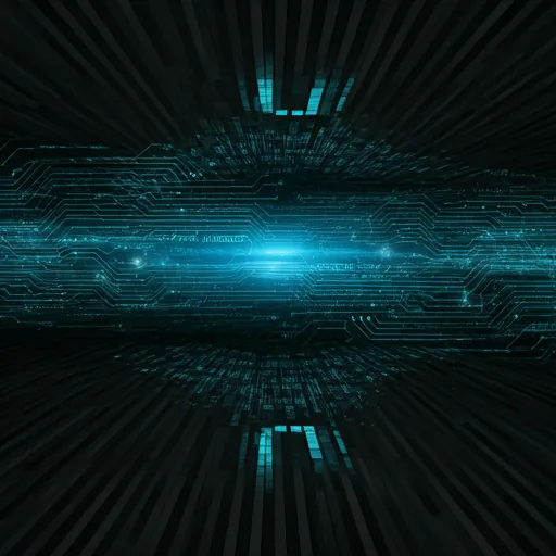 Futuristic glowing blue circuit patterns and data streams — representing intelligent automation and connected business systems